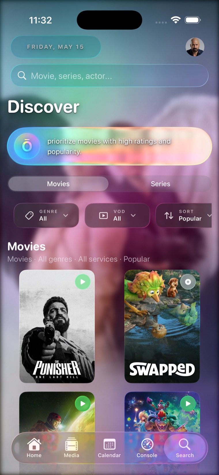 Ōree Discover movies screen.