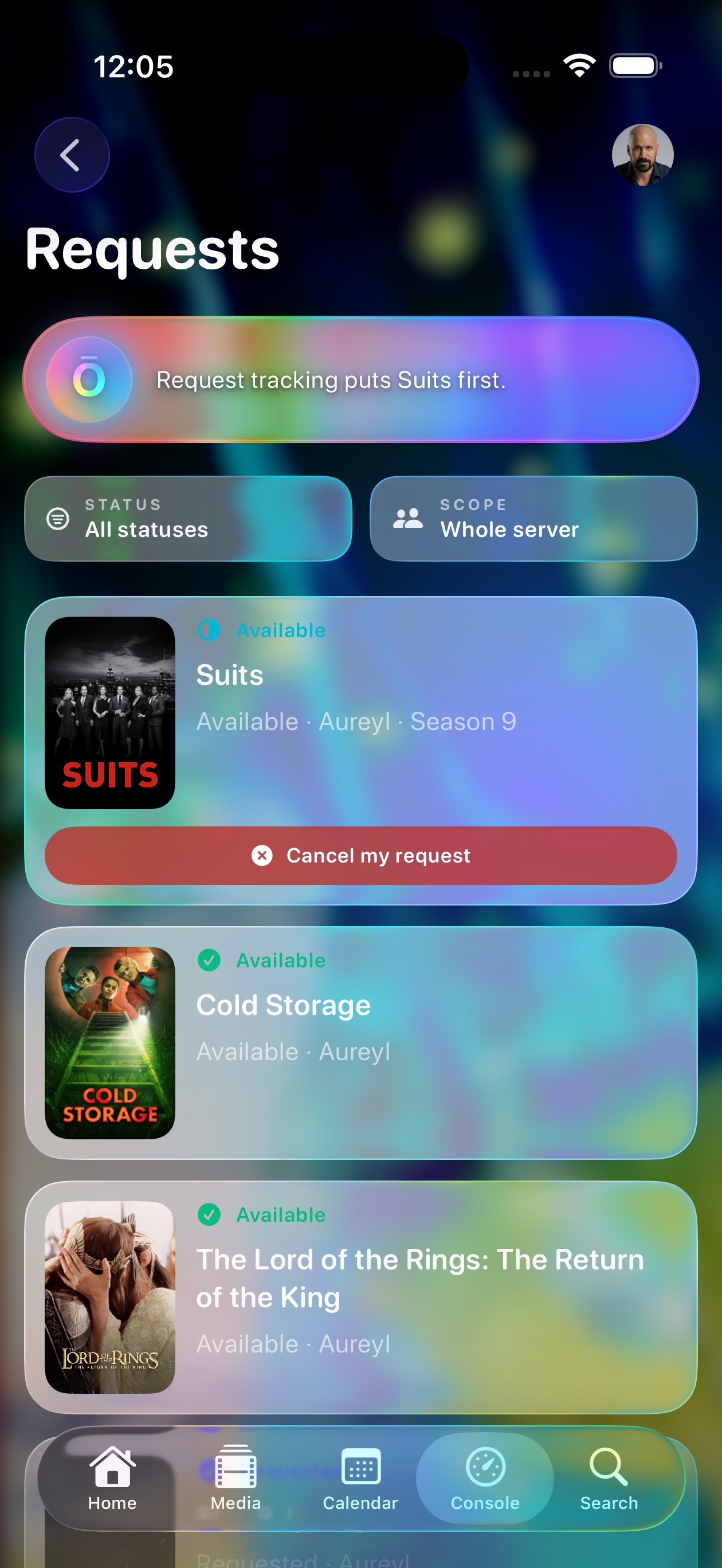 Ōree Requests screen